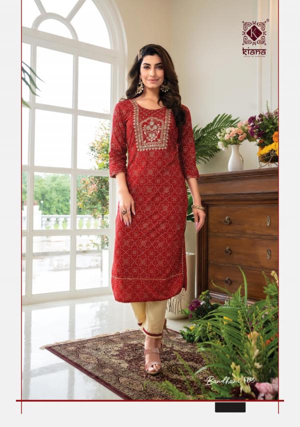 Kiana Bandhani 4 Rayon Embroidery Gotapatti Kurti  Collection 